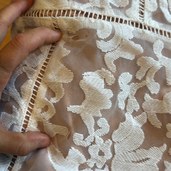 Alluring Love White and Beige Lace Trumpet Hem Midi Dress - Picture 13 of 13